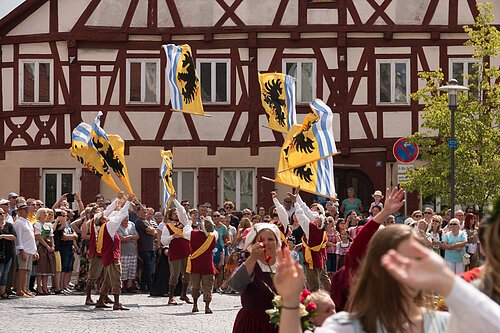 Burgfest Festzug Fahnenschwinger
