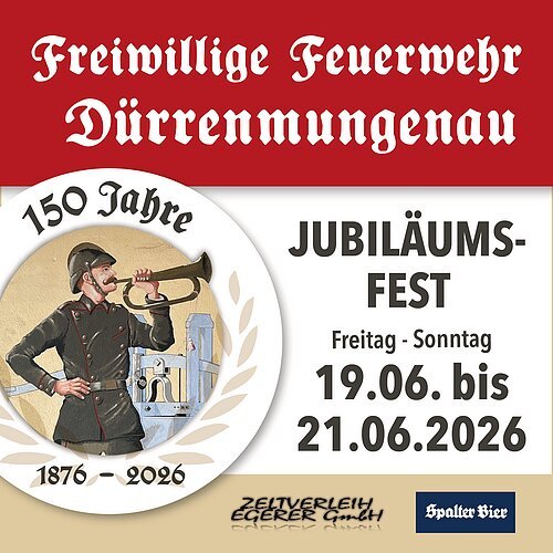 Plakat Feuerwehrjubiläum Dürrenmungenau