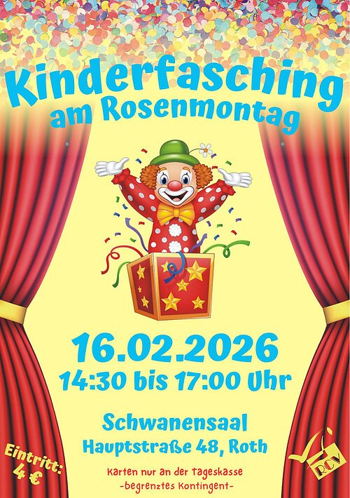 Plakat zur Veranstaltung Kinderfasching RCV Roth